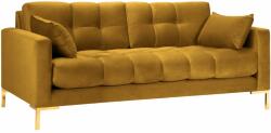 Micadoni Mamaia sárga bársony háromszemélyes kanapé 177 cm, arany alappal (MIC3SE1MAMAIA105)