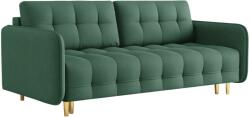 Micadoni Zöld szövet háromszemélyes kanapéágy MICADONI SCALETA 219 cm, arany alappal (MIC3SFA1SCAL5)