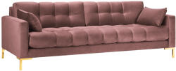 Micadoni MAMAIA rózsaszín bársony négyszemélyes kanapé 217 cm, arany alappal (MIC_3S_E1_MAMAIA4)