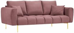 Micadoni Rózsaszín bársony háromszemélyes kanapé MICADONI MALVIN 220 cm (MIC3S58MALVIN6)