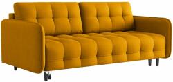 Micadoni Mustársárga szövet háromszemélyes kanapéágy MICADONI SCALETA 219 cm fekete talppal (MIC3SFA3SCAL7)
