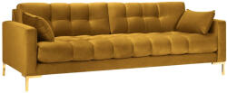 Micadoni Sárga bársony négyszemélyes kanapé MICADONI MAMAIA 217 cm arany alappal (MIC_3S_E1_MAMAIA5)