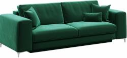 Devichy Rothe sötétzöld bársony háromszemélyes kanapéágy 256 cm (DEVICHY-ROTHE-36A-3)