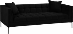 Micadoni Fekete bársony háromszemélyes kanapé MICADONI Karoo 224 cm fekete talppal (MIC_3S_51_F2_KAROO8)
