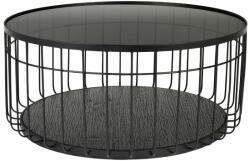 White Label Fekete üveg kerek dohányzóasztal WLL Lance 80 cm (2300284)