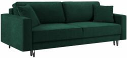 Micadoni Sötétzöld szövet háromszemélyes kanapéágy Micadoni Dunas 233 cm fekete talppal (MIC3SF86A3DUNAS2)