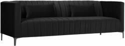 Micadoni Fekete bársony háromszemélyes kanapé MICADONI ANNITE 220 cm fekete talppal (MIC3SB22ANNITE10)
