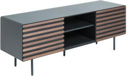 Kave Home Fekete lakkozott TV asztal Kave Home Kesia 162 x 45 cm dió dekorral (LF-MH002L02)