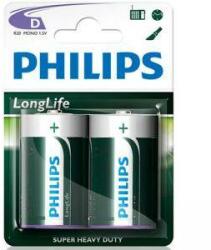Philips Baterie Philips Longlife R20 (D), 2 folii R20L2F / 10 Baterii de unica folosinta
