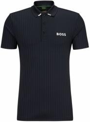 BOSS Férfi teniszpolo BOSS Drop-needle Polo Shirt With Contrast Logos - dark blue