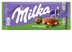 Milka alpesi tejcsokoládé egész mogyoróval - 100g - koffeinzona