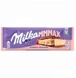 Milka alpesi tejcsokoládé sajttortaízű krém, epres töltelék, keksz- 300g - koffeinzona