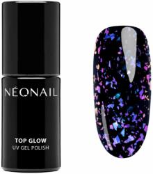NEONAIL Top Glow zselés fedő körömlakk árnyalat Violet Aurora Flakes 7, 2 ml
