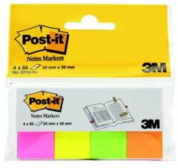 3M POSTIT Etichetă de marcare, hârtie, 4x50 coli, 20x38 mm, 3M POSTIT, neon mixt (7100191579)