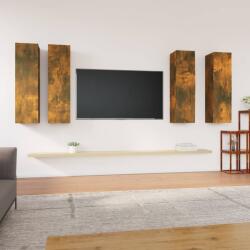 vidaXL 4 db füstös tölgyszínű szerelt fa TV-szekrény 30, 5x30x110 cm (3120332) - vidaxl