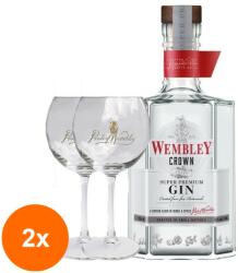 Wembley Set 2 x Gin Wembley Crown London Dry, 40%, 0.7 l + 2 Pahare
