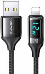 USAMS Cablu de Date USB la Lightning PD, 12W, Digital Display, Fast Charge, 1.2m - USAMS U78 (US-SJ543) - Black (KF236921) - Technodepo