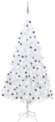 vidaXL fehér megvilágított műkarácsonyfa gömb szettel 240 cm (3077715) - vidaxl