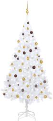 vidaXL fehér megvilágított műkarácsonyfa gömb szettel 240 cm (3077543) - vidaxl