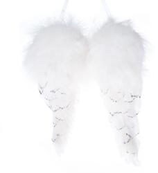 4home Aripi de înger Christmas wings din pene, alb, 31 x 25 x 8 cm