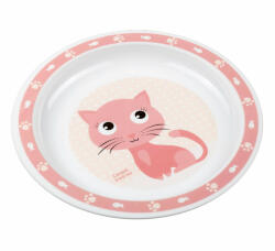 Canpol babies műanyag lapostányér - rózsaszín cica - babastar