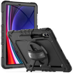 Tech-Protect Samsung X610/X616B Galaxy Tab S9 FE+ 12.4 / X810/X816B Galaxy Tab S9+ 12.4 ütésálló tablet tok 360 fokos védelemmel, 4H kijelzővédő üveggel - Tech-Protect Solid - fekete (ECO csomagolás) - mobilehome