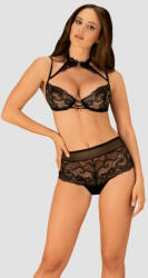 Obsessive Elizenes - mintás, átlátszó melltartó szett (fekete)