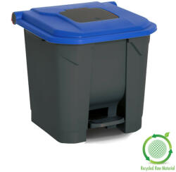PLANET Szelektív hulladékgyűjtő konténer, műanyag, pedálos, antracit/kék, 30L (ADUP225K)