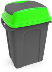 PLANET Hippo Billenős Szelektív hulladékgyűjtő szemetes, műanyag, antracit/zöld, 50L (ADUP237Z)