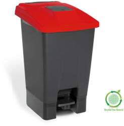 PLANET Szelektív hulladékgyűjtő konténer, műanyag, pedálos, antracit/piros, 100L (ADUP229P)