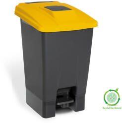 PLANET Szelektív hulladékgyűjtő konténer, műanyag, pedálos, antracit/sárga, 100L (ADUP229S)