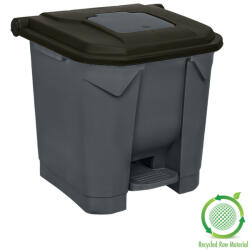 PLANET Szelektív hulladékgyűjtő konténer, műanyag, pedálos, antracit/fekete, 30L (ADUP225F)