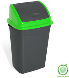 PLANET Billenőfedeles szemetes kuka, műanyag, antracit/zöld, 50 literes (ADUP011PZ)