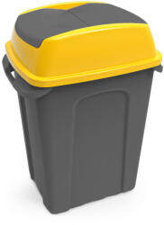 PLANET Hippo Billenős Szelektív hulladékgyűjtő szemetes, műanyag, antracit/sárga, 70L (ADUP238S)
