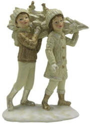 Clayre & Eef Gyerekek fenyővel, 12x6x15cm, karácsonyi dekorfigura