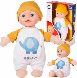 Majlo Toys Baby Elephant plüss beszélő baba ruhákkal 30 cm