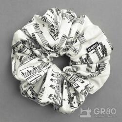 GR80 Óriás, kotta mintás pamut hajgumi textil scrunchie