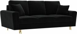 Micadoni Fekete bársony MICADONI MOGHAN kanapéágy 235 cm, arany alappal (MIC3SFA1MOGHAN10)