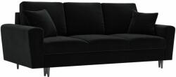 Micadoni Fekete bársony kanapéágy MICADONI MOGHAN 235 cm (MIC3SFA3MOGHAN10)