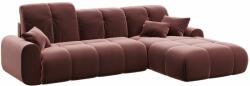 Devichy Tous rózsaszín bársony sarok kihajtható négyszemélyes kanapé, jobb 290 cm (DEVICHY-TOUS-62A-4R)