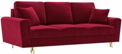 Micadoni Piros bársony MICADONI MOGHAN kanapéágy 235 cm, arany alappal (MIC3SFA1MOGHAN2)