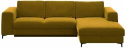 Devichy Rothe mustársárga bársony sarok háromszemélyes kanapéágy, jobb 277 cm (DEVICHY-ROTHE-99A-3R)