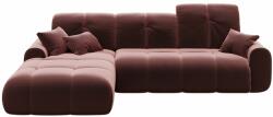 Devichy Tous rózsaszín bársony sarok kihajtható négyszemélyes kanapé, bal 290 cm (DEVICHY-TOUS-62A-4L)