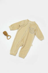 BabyJem Salopeta elefant cu maneca lunga din 80%bumbac organic si 20% poliester - stone, babycosy (marime: 6-9 luni)
