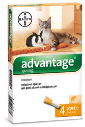Bayer - Advantage Set 4 pipete antiparazitare pentru pisici si iepuri 0-4 kg Advantage 40