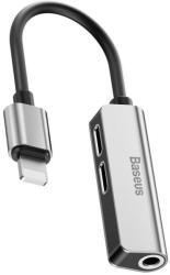 Baseus Adaptor audio 3in1 Baseus L52 Lightning la mini mufa 3.5 mm si 2x Lightning (argintiu) CALL52-S1