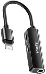 Baseus Adaptor audio 3in1 Baseus L52 Lightning la mini mufa 3.5 mm si 2x Lightning (negru) CALL52-01