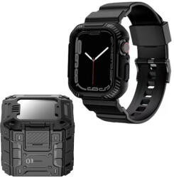 UIQ Set Carcasa Carbon + Curea ceas UIQ, compatibila cu Apple Watch Ultra Ultra 2, Negru - ES00740
