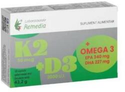 Remedia K2 +D3 + Omega 3 - Remedia, 30 capsule gelatinoase moi