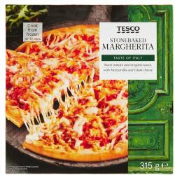 Tesco gyorsfagyasztott, kövön sütött pizzalap edami és mozzarella sajtokkal 315 g